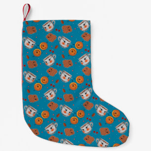 Petite Chaussette De Noël Cookies, petits pains : motif arrière - plan bleu