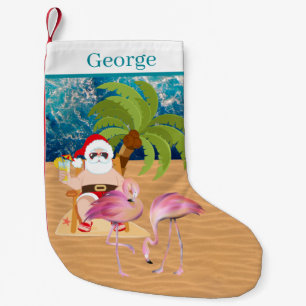 Petite Chaussette De Noël cool beach Père Noël nom ajouter