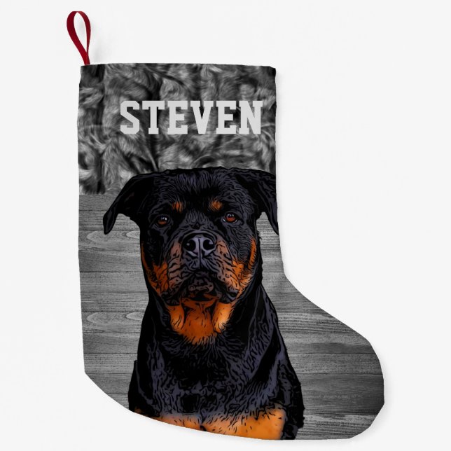 Petite Chaussette De Noël Cool Camo Rottweiler Chien Animal Rugged Nom (Devant)