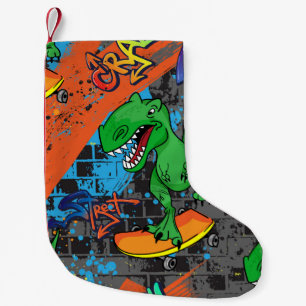 Petite Chaussette De Noël Cool Dinosaur Skateboard Motif sans couture