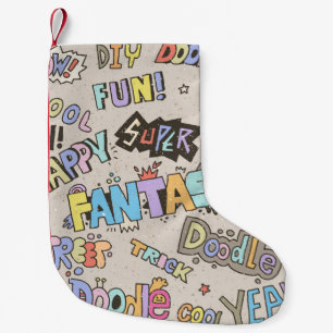 Petite Chaussette De Noël Cool Fun Doodle Lettres Vintage