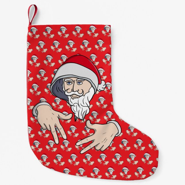 Petite Chaussette De Noël Cool Gangsta Hip hop Rap de la main Père Noël (Devant)