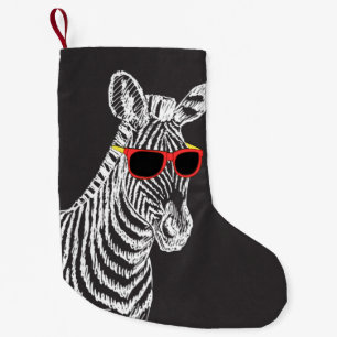Petite Chaussette De Noël Cool mignon drôle zèbre blanc croquis avec lunette