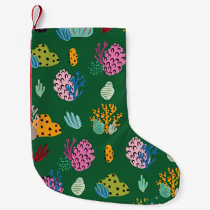 Petite Chaussette De Noël Coraux et Plantes de mer : Motif sous-marin