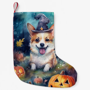 Petite Chaussette De Noël Corgi d'Halloween avec la peur Citrouille