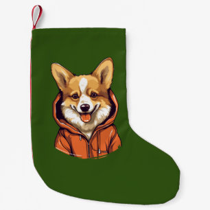 Petite Chaussette De Noël Corgi Drôle Portant un Sweat à Capuche