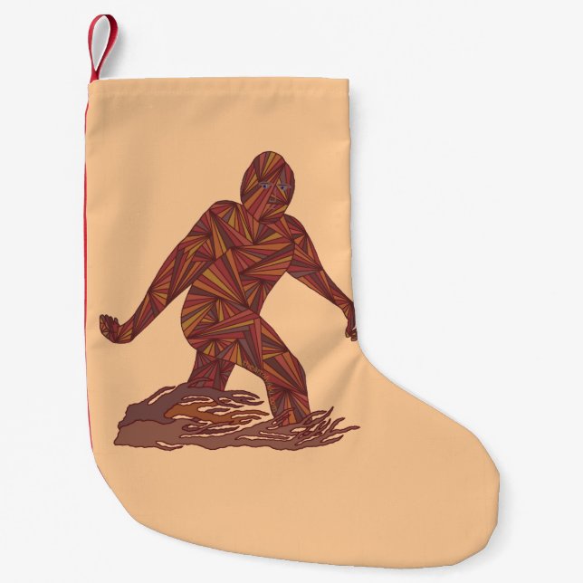 Petite Chaussette De Noël Côté simple de marche de Z Bigfoot Sasquatch petit (Devant)