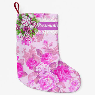 Petite Chaussette De Noël Cottage doux rose et pourpre