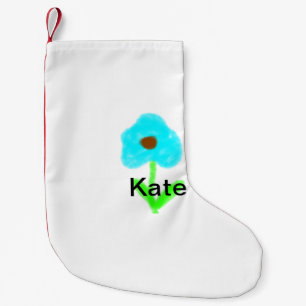 Petite Chaussette De Noël Couleur d'aquarelle bleu vert ajouter votre nom te
