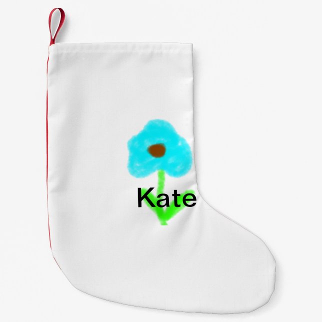 Petite Chaussette De Noël Couleur d'aquarelle bleu vert ajouter votre nom te (Devant)