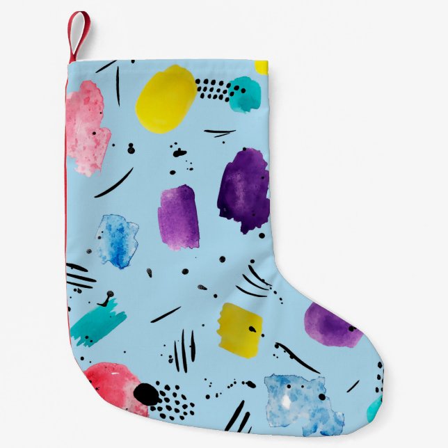 Petite Chaussette De Noël Couleur d'eau Abstraite formes géométriques avec s (Devant)