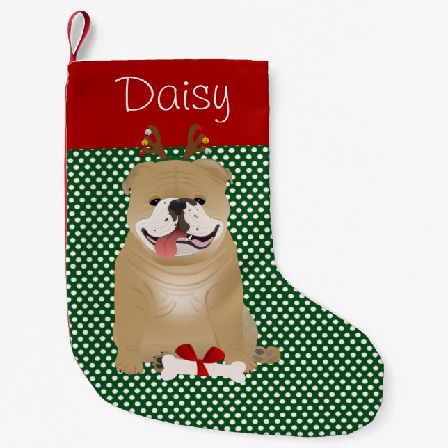 Petite Chaussette De Noël Couleur personnalisée de Bulldog Fawn (Devant)