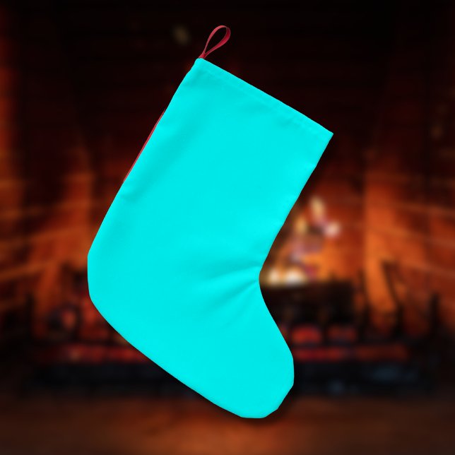 Petite Chaussette De Noël Couleur solide bleu néon | Classique (Créateur téléchargé)