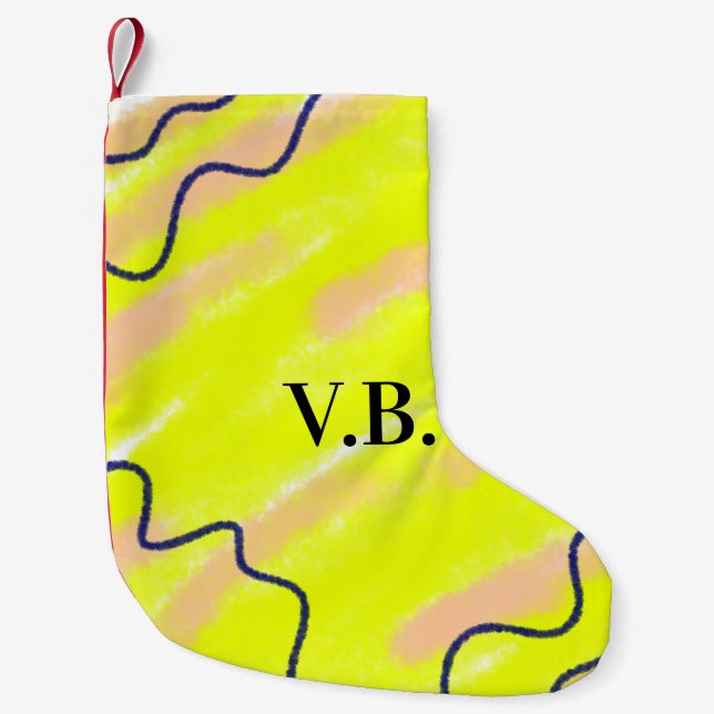 Petite Chaussette De Noël Couleur unie simple ajouter un nom texte monogramm (Devant)