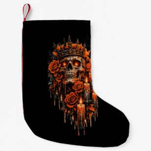 Petite Chaussette De Noël Couronne de crâne gothique Halloween Roses Sombres