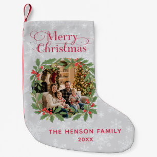 Petite Chaussette De Noël Couronne de houx élégante Joyeux Noël Photo