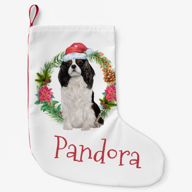 Petite Chaussette De Noël Couronne de Noël du roi Charles Cavalier spaniel I (Devant)