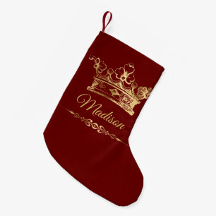 Petite Chaussette De Noël Couronne dorée personnalisée