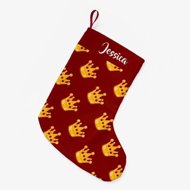 Petite Chaussette De Noël Couronnes sur rouge  (Devant (Accrochage))