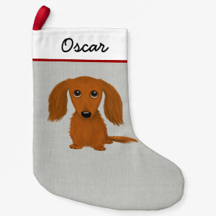 Petite Chaussette De Noël Coutume rouge aux cheveux longs mignonne de chien
