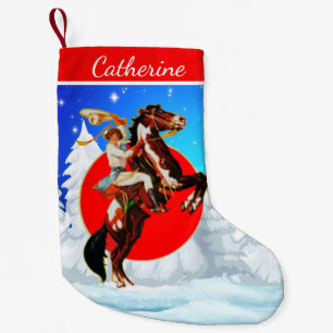 Petite Chaussette De Noël Cow-girl occidentale vintage sur élever le cheval