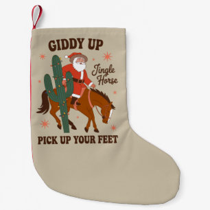 Petite Chaussette De Noël Cowboy Giddy Up Jingle Cheval Levez Les Pieds