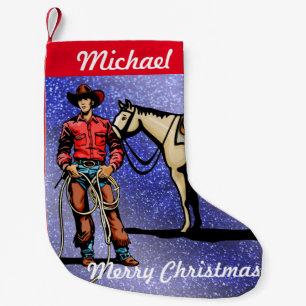 Petite Chaussette De Noël Cowboy occidental de bas de Noël avec le cheval