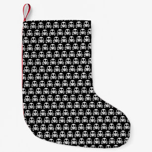 Petite Chaussette De Noël crâne effrayant sur fond noir