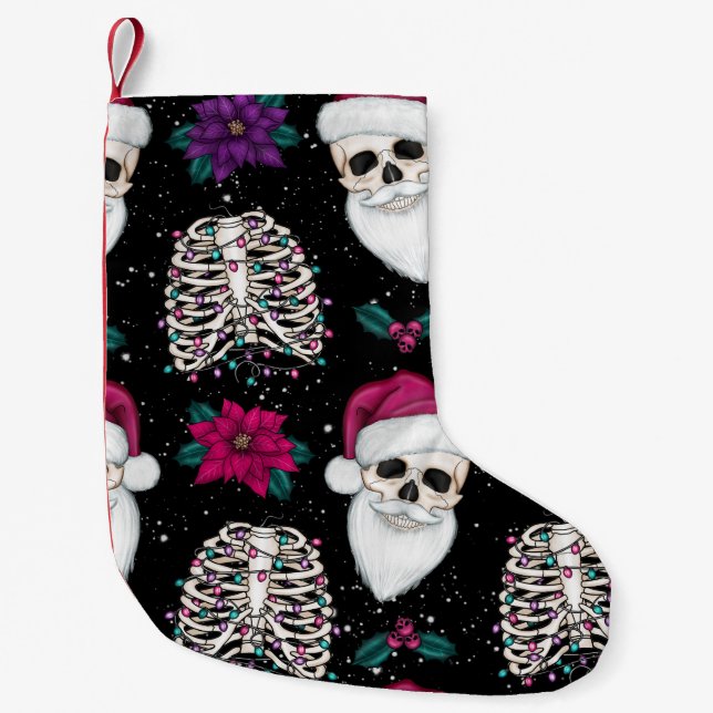 Petite Chaussette De Noël Crâne Pastel Goth Père Noël (Devant)