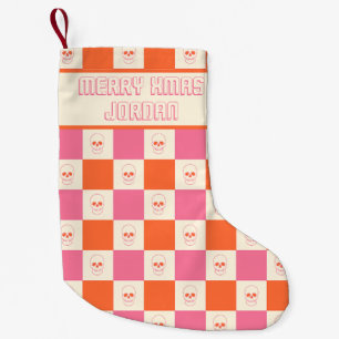 Petite Chaussette De Noël Crânes de tableau de bord en rose, orange et crème