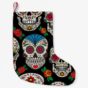 Petite Chaussette De Noël Crânes et Roses mexicains : Conception Vintage