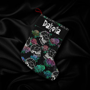 Petite Chaussette De Noël Crânes et Roses sombres   Funky Glam Ombre personn