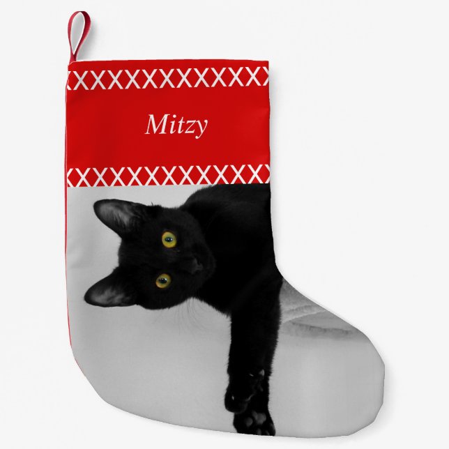 Petite Chaussette De Noël Créez votre propre Noël de photo de chat d'animal (Devant)