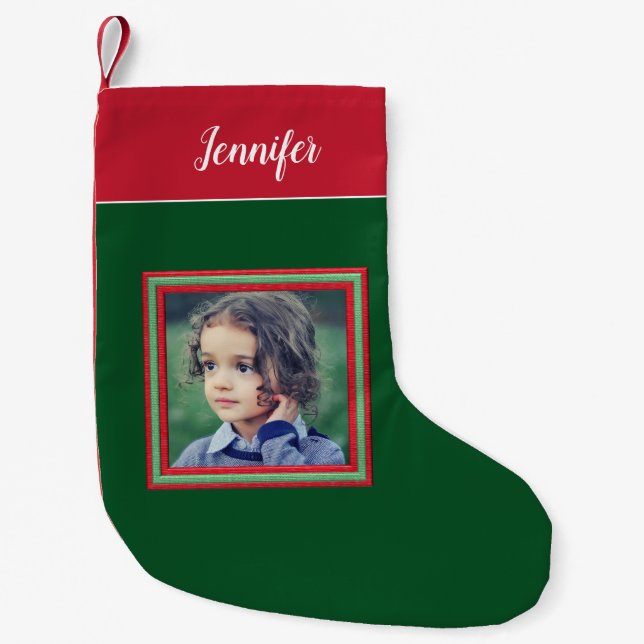 Petite Chaussette De Noël Créez votre propre nom de monogramme photo noël (Devant)
