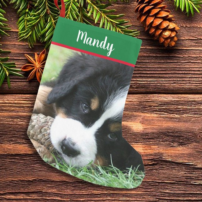 Petite Chaussette De Noël Créez votre propre photo-chien Noël (Create your own full photo, Christmas stocking. Beautiful stocking with your own photo and name.)