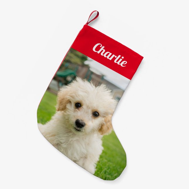 Petite Chaussette De Noël Créez votre propre photo de chien animal de compag (Devant (Accrochage))