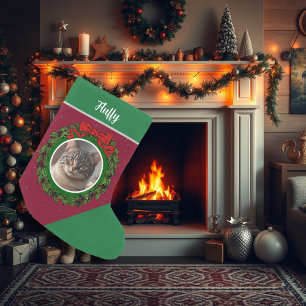 Petite Chaussette De Noël Créez votre propre photo monogrammée chat de Noël