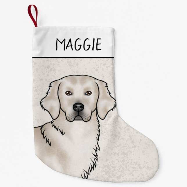 Petite Chaussette De Noël Crème anglaise Golden Retriever Chien Nom Personna (Devant)