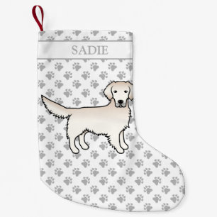 Petite Chaussette De Noël Crème Golden Retriever Chien avec pattes et nom