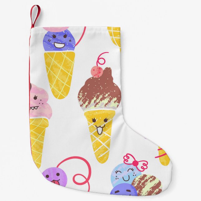 Petite Chaussette De Noël Crèmes glacées Kawaii, motif mignon et sans soudur (Devant)