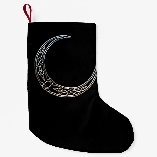 Petite Chaussette De Noël Crescent Céleste Noir Et Argent (Devant)