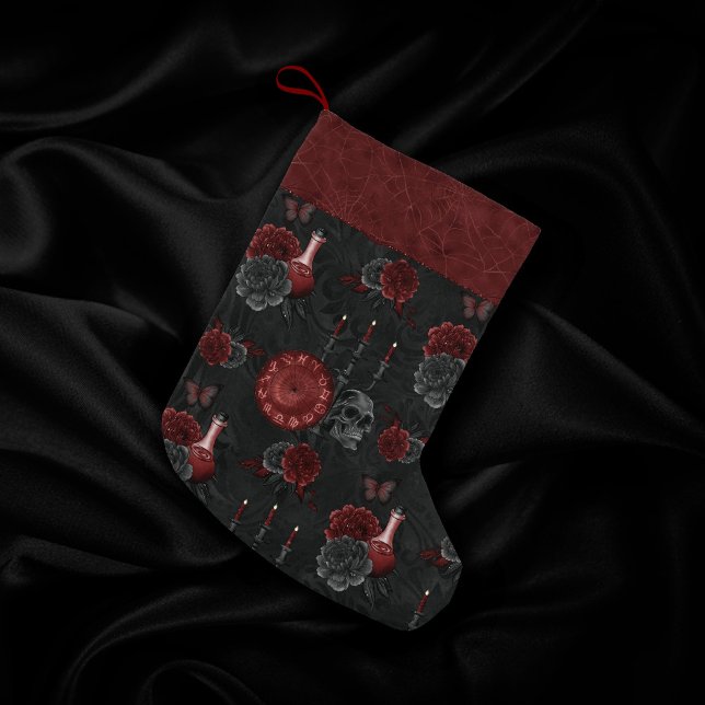Petite Chaussette De Noël Crimson magique Zodiac | Rose de crâne gothique ro (Créateur téléchargé)