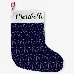 Petite Chaussette De Noël Crochet Hooks Imprimer + Nom Faux Argent Marine Cr