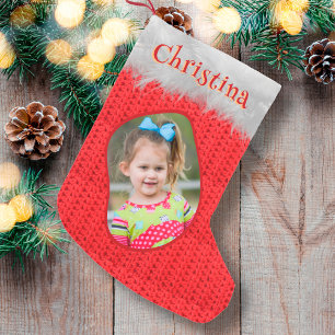 Petite Chaussette De Noël Crochet rouge Imprimer classique Joyeux Noël Photo