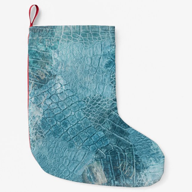 Petite Chaussette De Noël Crocodile Batik : Textured Fabric Art (Devant)
