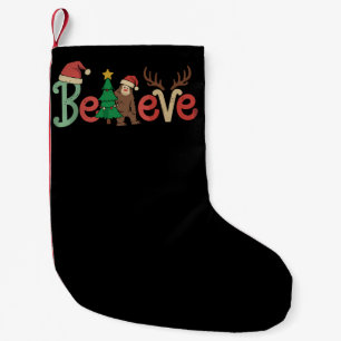 Petite Chaussette De Noël Croire Bigfoot Sasquatch Père Noël Renne Noël