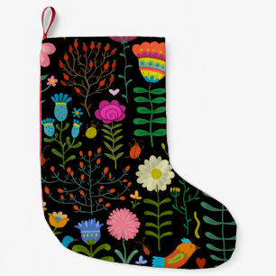Petite Chaussette De Noël Croquis floral, motif artistique sans couture.