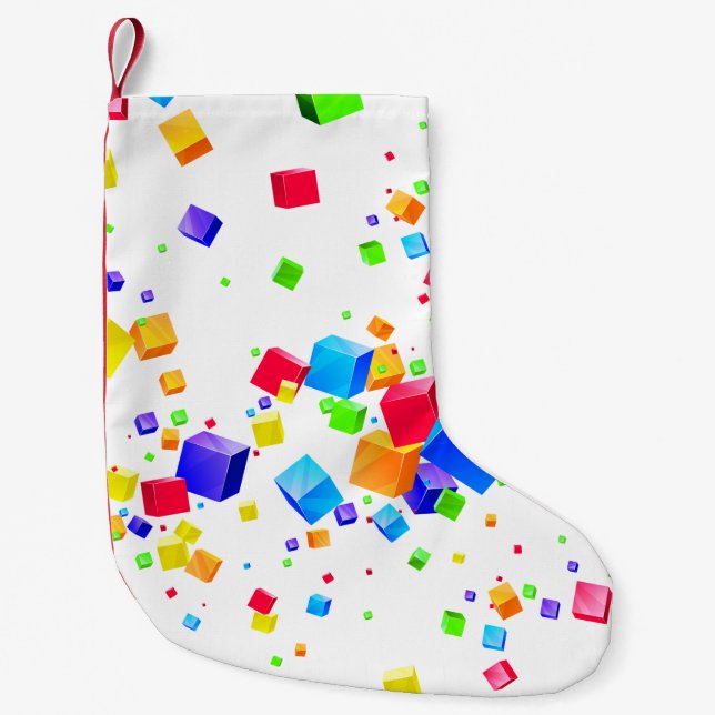 Petite Chaussette De Noël Cubes colorés 1 (Devant)