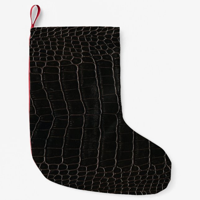 Petite Chaussette De Noël Cuir de crocodile luxueux : texture textile. (Devant)