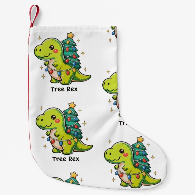 Petite Chaussette De Noël Cuisine Arbre Rex Dinosaure de Noël T Rex Lumières (Devant)